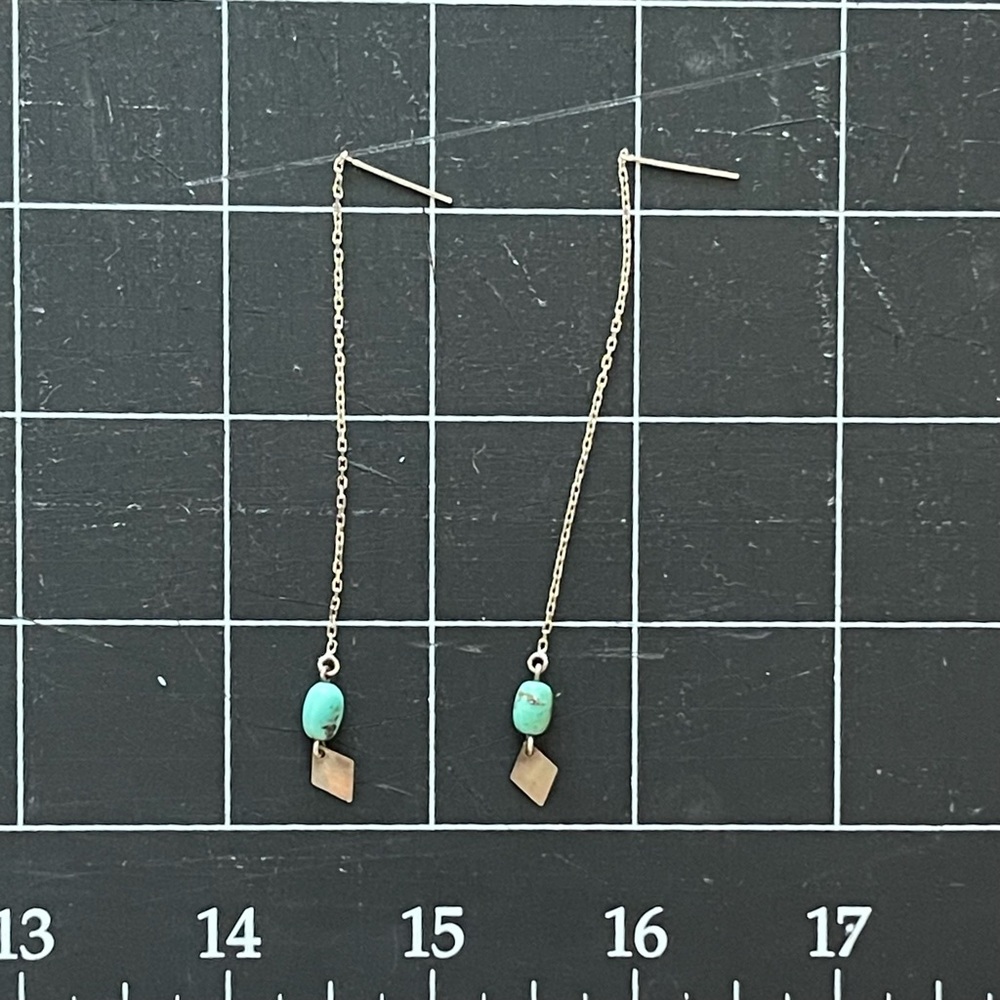 Sterling Silver and Turquoise Threader Earrings - Picture 7 of 7